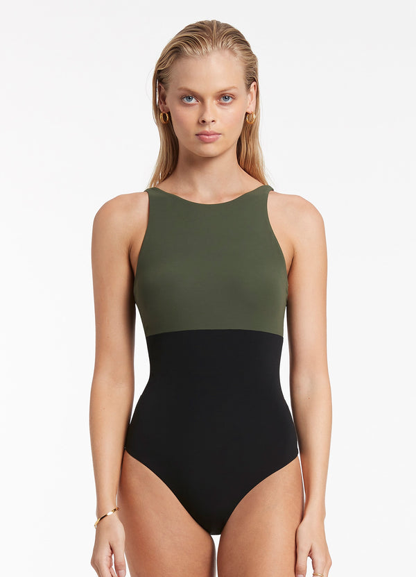Seafolly Versa High Neck One Piece - Olive