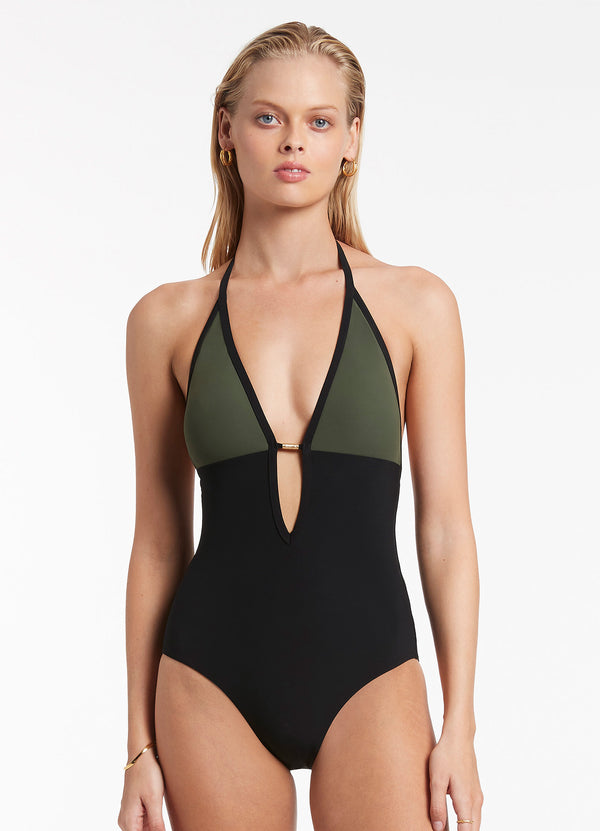 Seafolly Versa Plunge One Piece - Olive