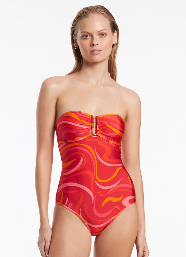 Seafolly Vortici Bandeau One Piece - Cherry