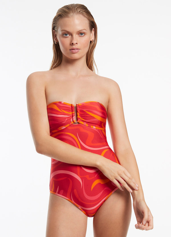 seafolly Vortici Bandeau One Piece - Cherry