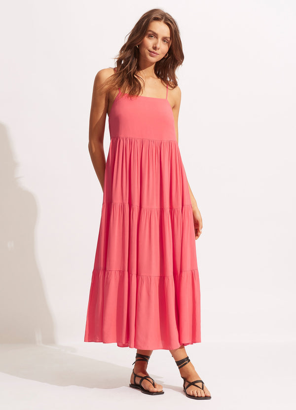 seafolly Weekend Tier Dress - Sun Kissed Coral