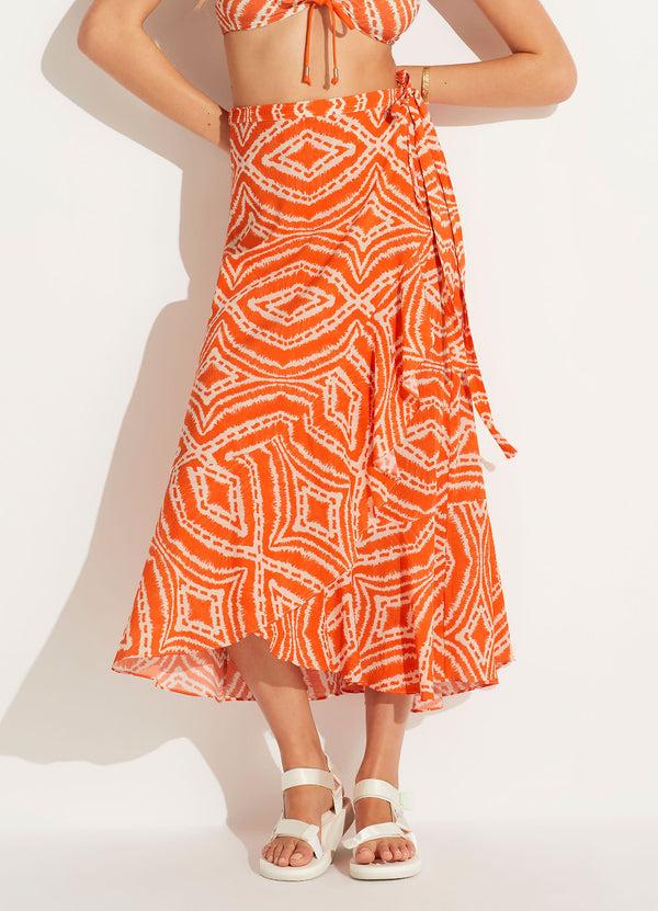 Seafolly Zanzibar Wrap Skirt - Mandarin