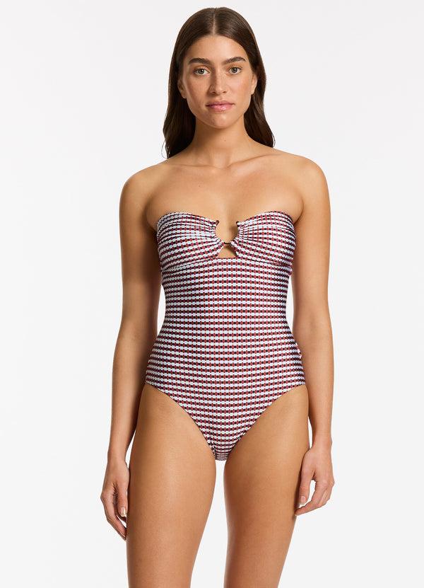 Seafolly Zarla Geo Bandeau One Piece - Ruby