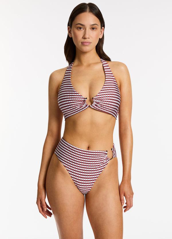 Seafolly Zarla Geo High Leg Bikini Bottom - Ruby