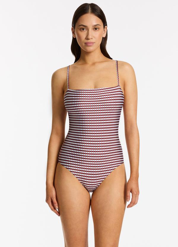 Seafolly Zarla Geo Minimal Tank One Piece - Ruby