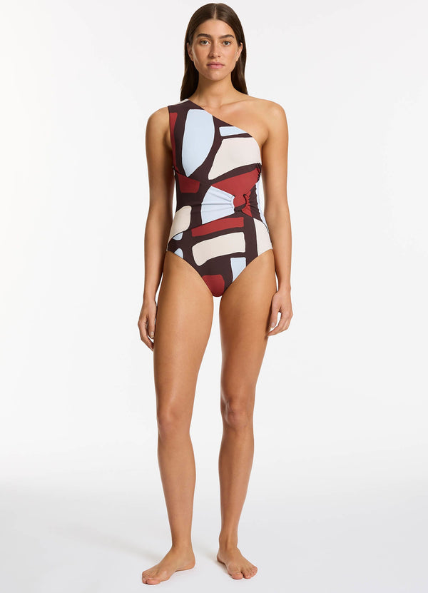 seafolly Zarla One Shoulder One Piece - Ruby