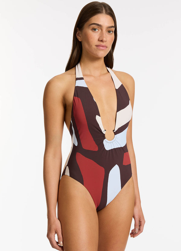 Seafolly Zarla Plunge One Piece - Ruby