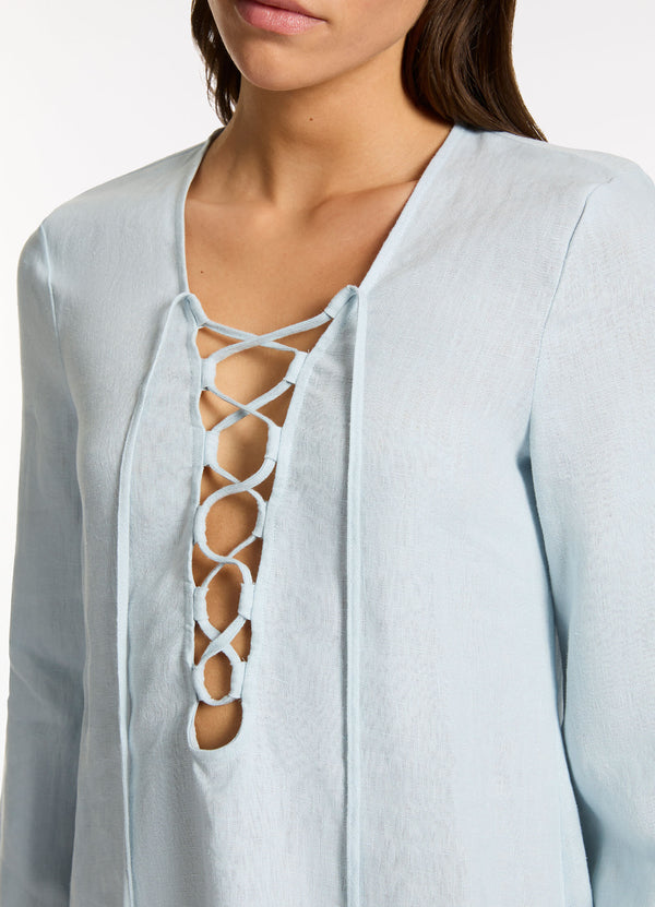 Seafolly Zarla Tie Front Mini Cover Up - Pebble