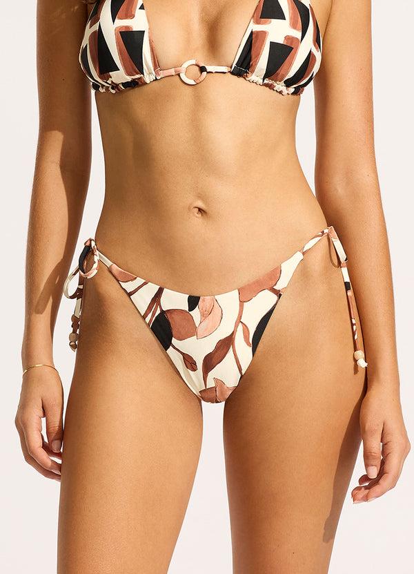 Seafolly Secret Garden Tie Side Rio Bikini Bottom - Black