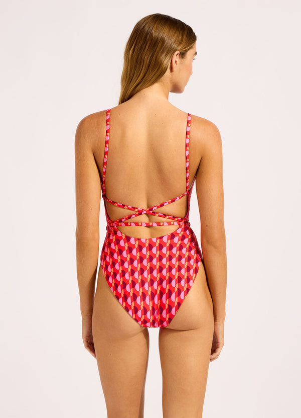 Seafolly Sorrento Reversible Square Neck One Piece Swimsuit