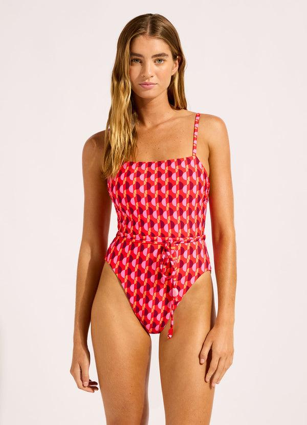 seafolly Sorrento Reversible Square Neck One Piece Swimsuit