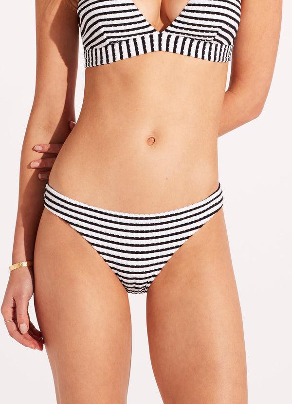Seafolly Sorrento Stripe Hipster Bikini Bottom - Black