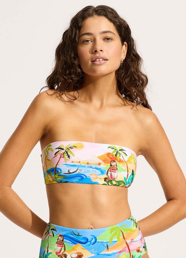 Seafolly South Pacific Bandeau Bikini Top - Turquoise