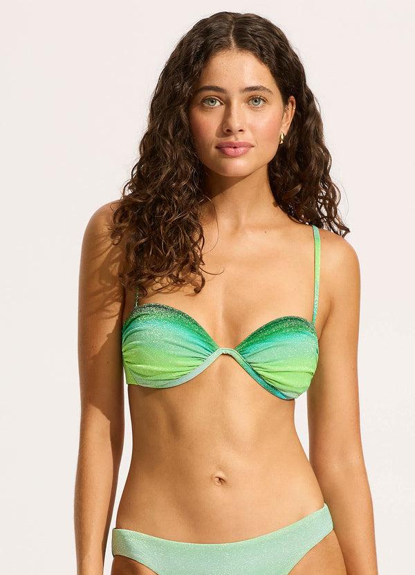 Seafolly Spectrum Ruched Split Wire Bikini Top - Jade