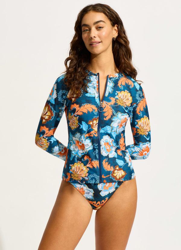 seafolly Spring Festival Long Sleeve Rashvest - True Navy