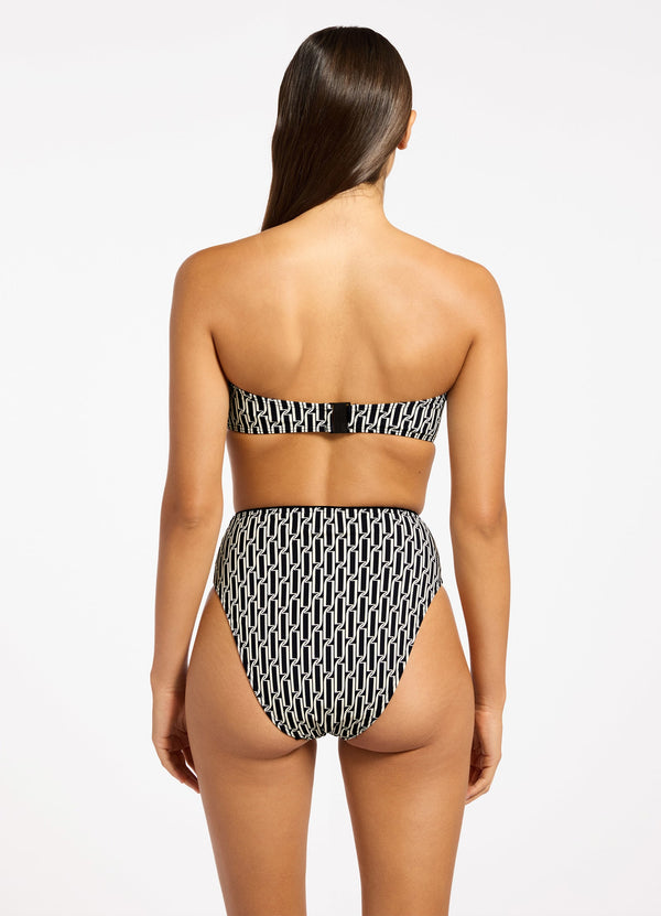 Seafolly Spring Geo High Waist High Leg Bikini Bottom