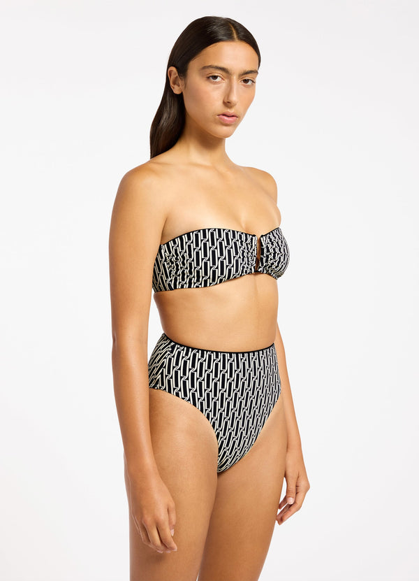 Seafolly Spring Geo High Waist High Leg Bikini Bottom