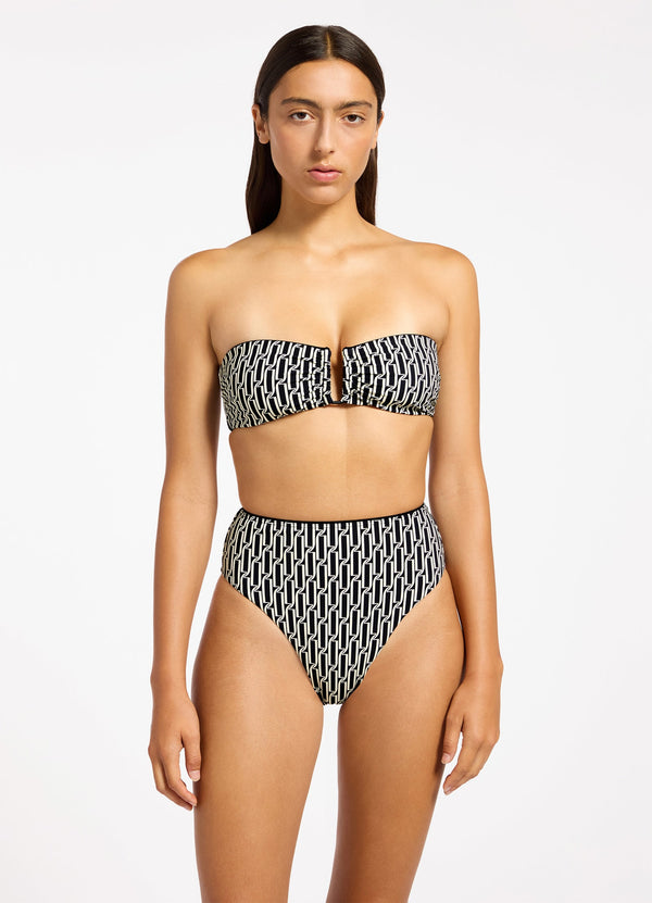 Seafolly Spring Geo High Waist High Leg Bikini Bottom