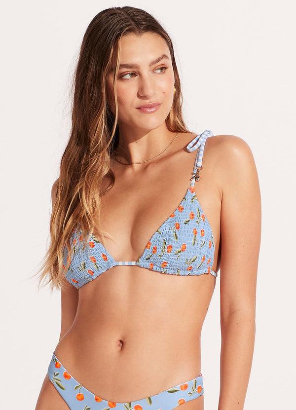 Seafolly Summer Crush Shirred Reversible Slide Tri Top - Powder Blue