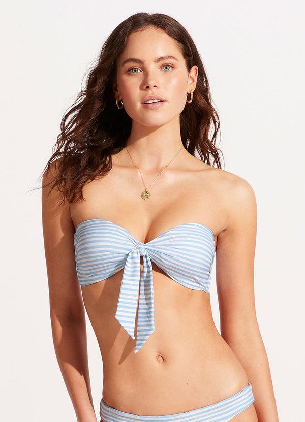 Seafolly Summer Crush Twist Tie Front Bandeau - Powder Blue