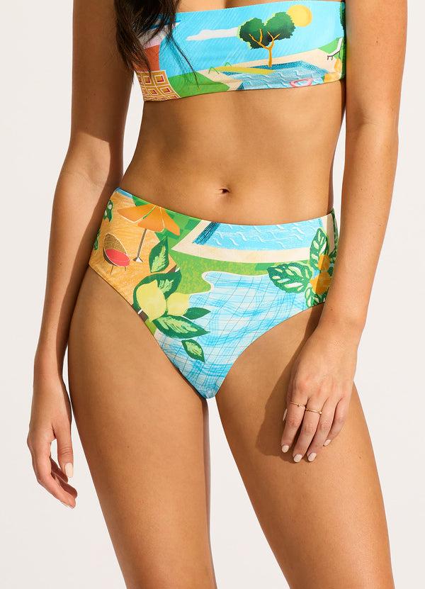 Seafolly Sunset High Waisted Bikini Bottom - Turquoise