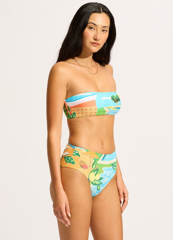 Seafolly Sunset High Waisted Bikini Bottom - Turquoise