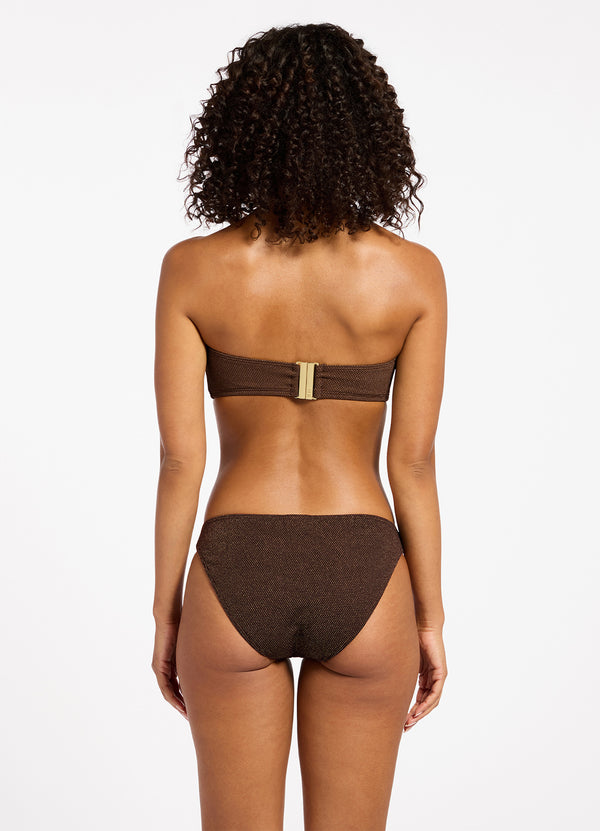 Seafolly Tirari Nights Minimal Bandeau Bikini Top - Chocolate