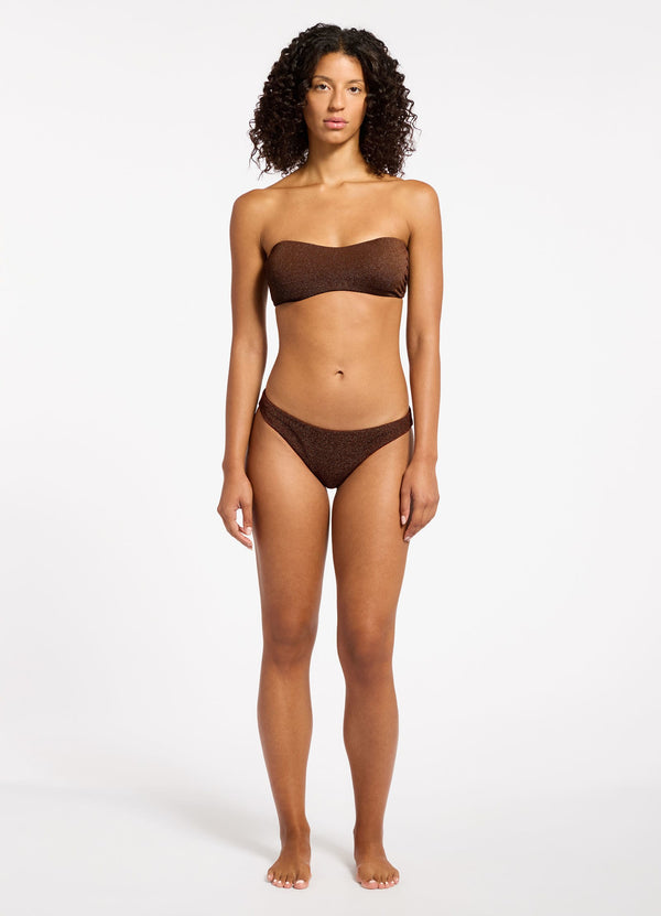 Seafolly Tirari Nights Minimal Bandeau Bikini Top - Chocolate