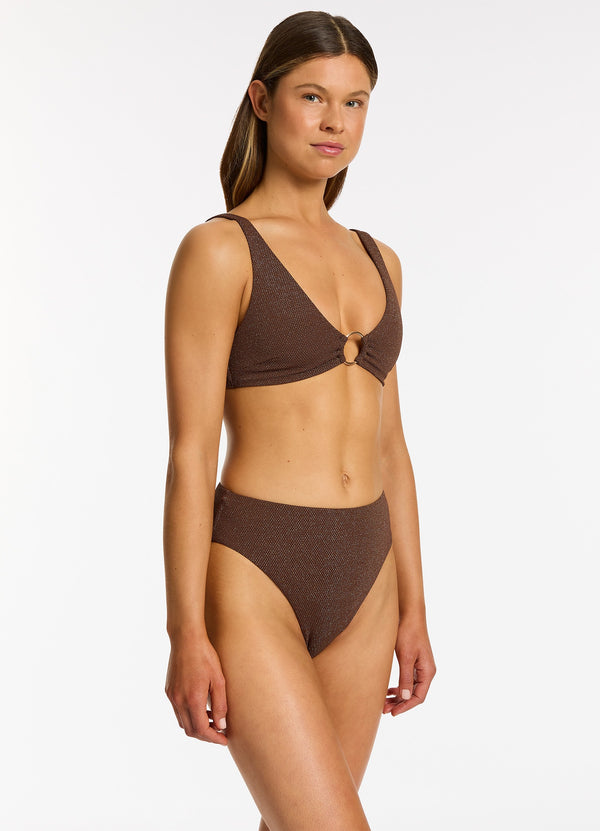 Seafolly Tirari Nights Triangle Bikini Top - Chocolate