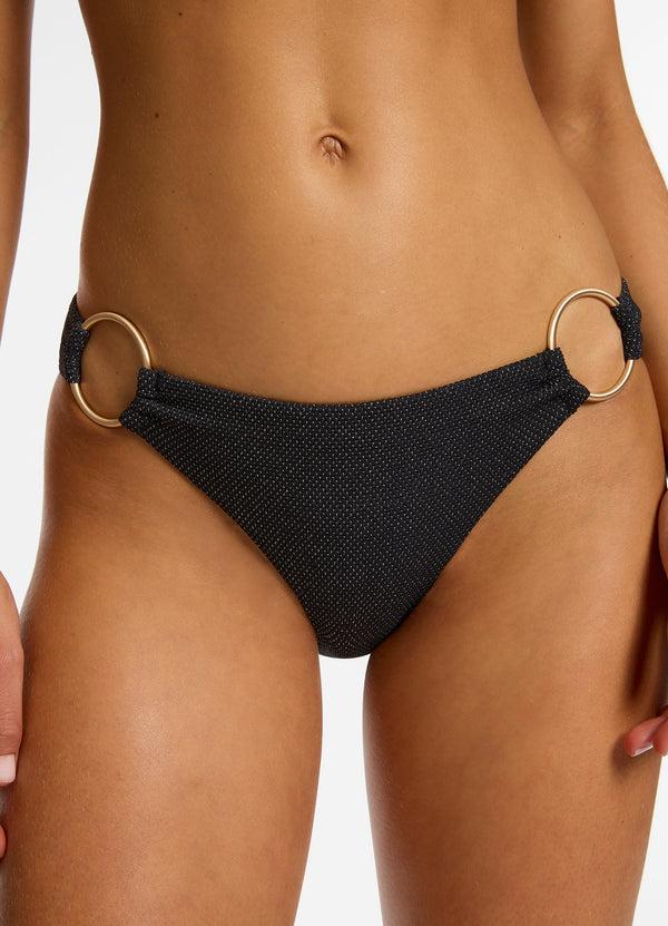 Seafolly Tirari Nights Trim Side Hipster Bikini Bottom - Black