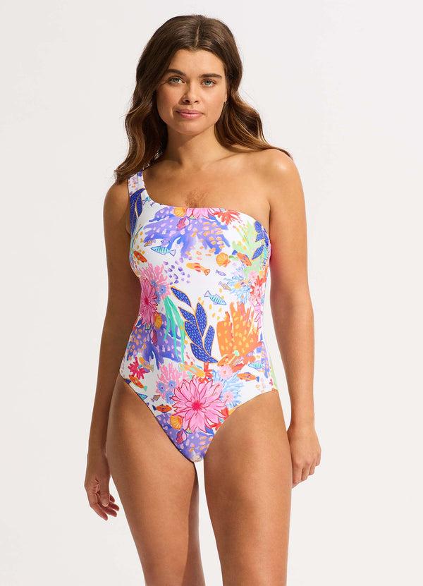 seafolly Under The Sea One Shoulder One Piece - White