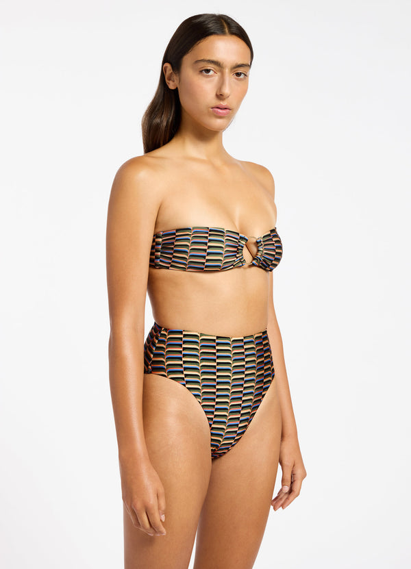 Seafolly Urban Geo High Waist High Leg Bikini Bottom
