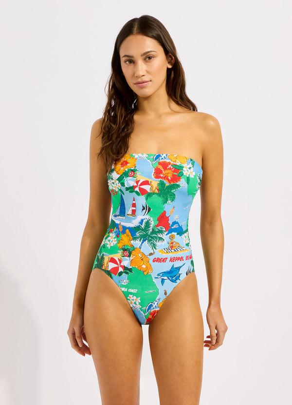 seafolly Viva Vacation DD Bandeau One Piece Swimsuit