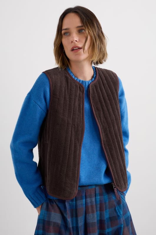 Seasalt Cornwall Alcove Organic Cotton Cord Quilted Gilet