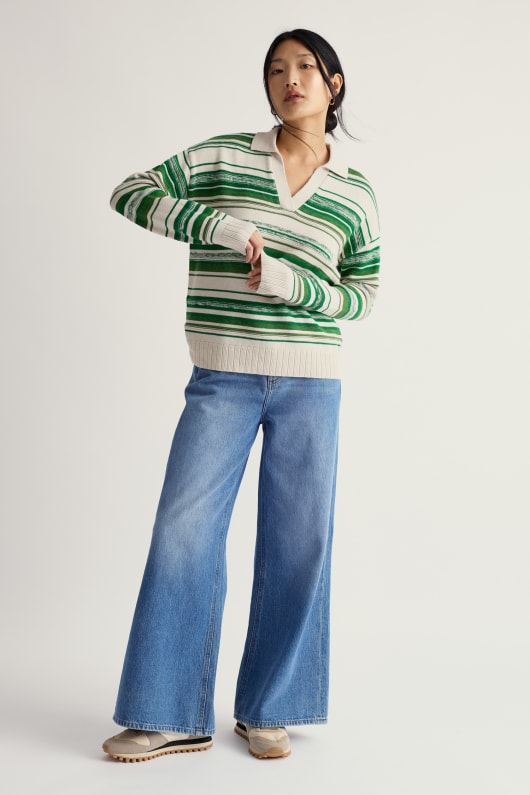 Seasalt Cornwall Bird Flight Collared V-Neck Jumper