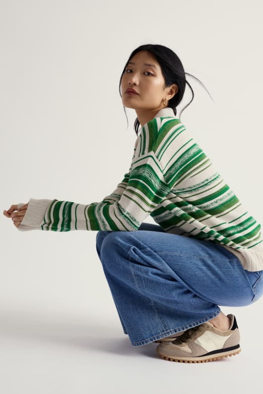 seasalt cornwall Bird Flight Collared V-Neck Jumper