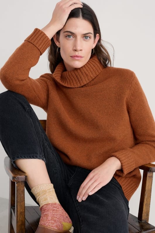 seasalt cornwall Braque Lambswool Blend Roll Neck Jumper