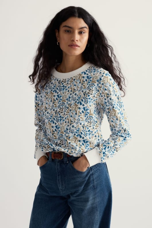 seasalt cornwall Bright Wave Printed Organic Cotton Sweatshirt