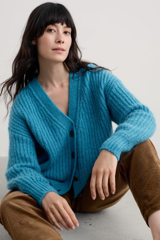 seasalt cornwall Brushwork V-Neck Cardigan With Mohair