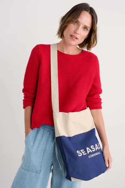 Seasalt Cornwall Canvas Navy Blue Seasalt Logo Tote Bag