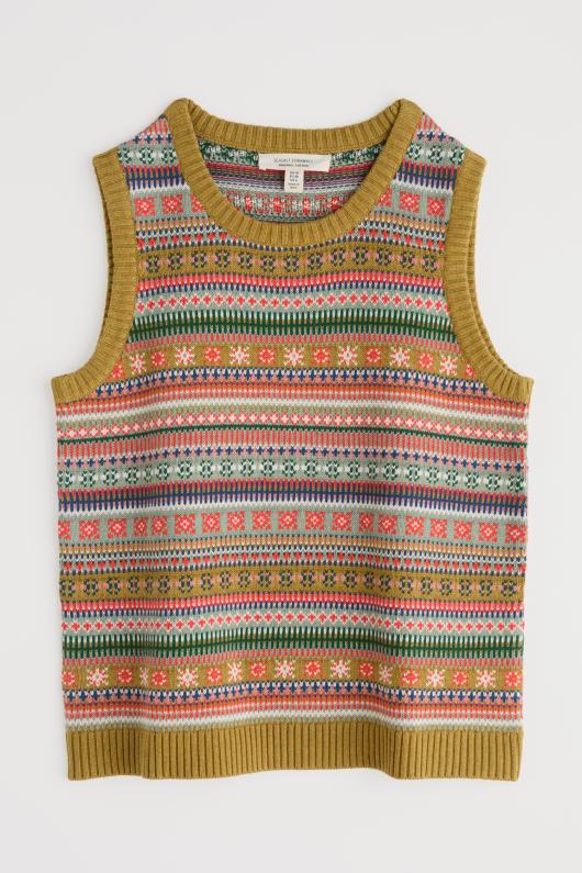 Seasalt Cornwall Cove Cottage Fair Isle Knitted Vest