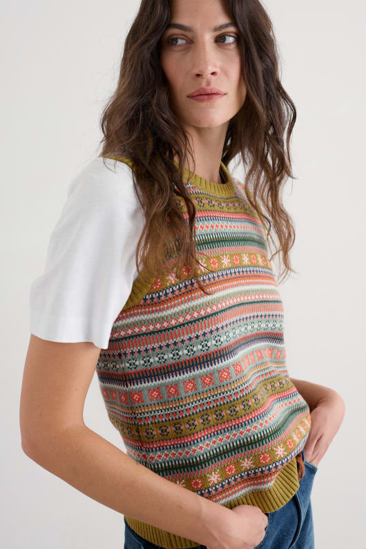 Seasalt Cornwall Cove Cottage Fair Isle Knitted Vest