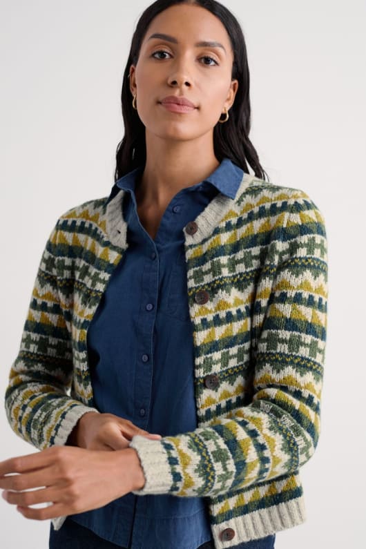 seasalt cornwall Dawson Pick Merino-Blend Fair Isle Cardigan