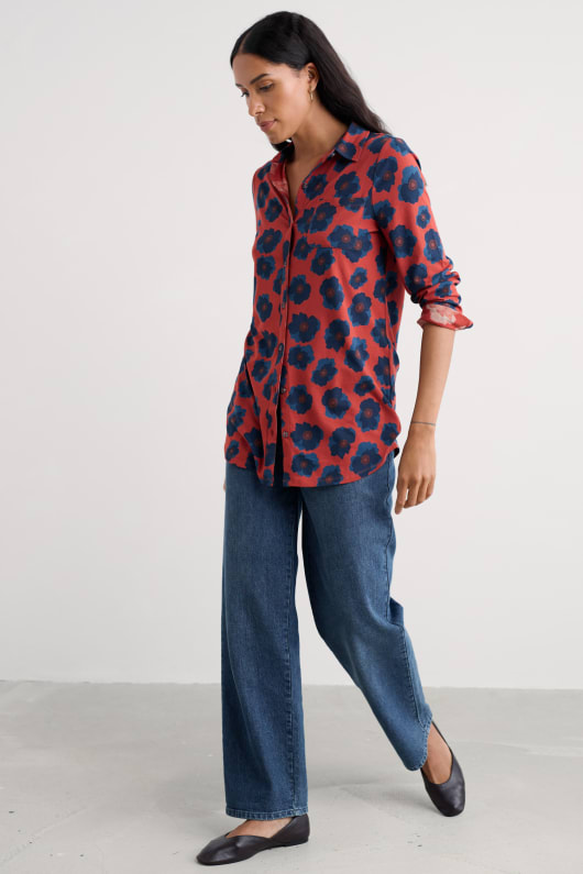 Seasalt Cornwall Dove Plant Jersey Button-Through Tunic