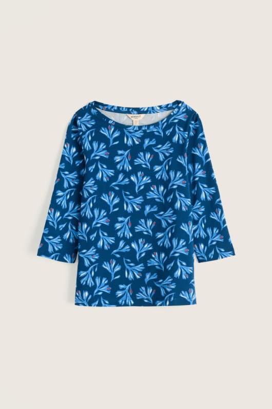 Seasalt Cornwall Easel 3/4 Sleeve Top In GOTS-Certified Organic Cotton Jersey