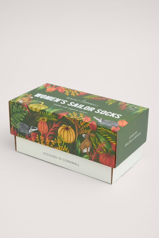 Seasalt Cornwall Gift Box Of 4 Wildlife Pattern Women's Sailor Socks