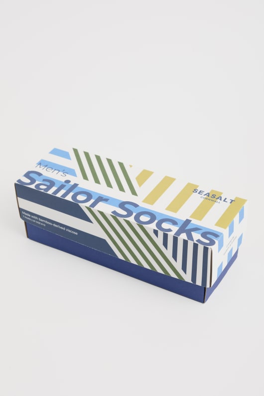 Seasalt Cornwall Gift Box Of 7 Men's Striped Sailor Socks