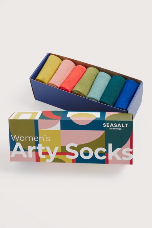 seasalt cornwall Gift Box of 7 Women's Arty Socks Plain