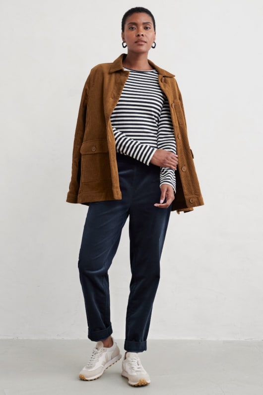 Seasalt Cornwall Gorse Lane Rib Top In GOTS-Certified Organic Cotton Jersey