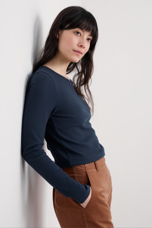 seasalt cornwall Gorse Lane Rib Top in GOTS-Certified Organic Cotton Jersey